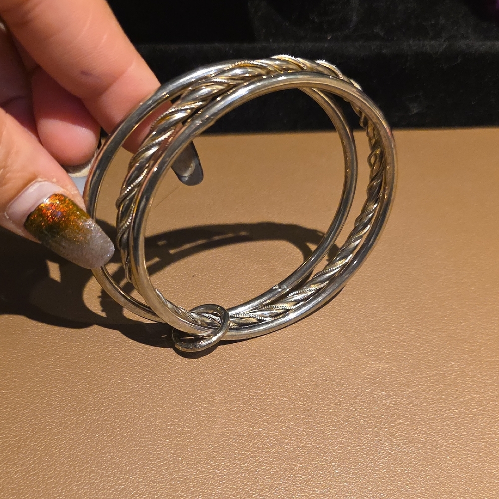 Source Unknown Silver Twisted Cable Multi-Band Br… - image 3